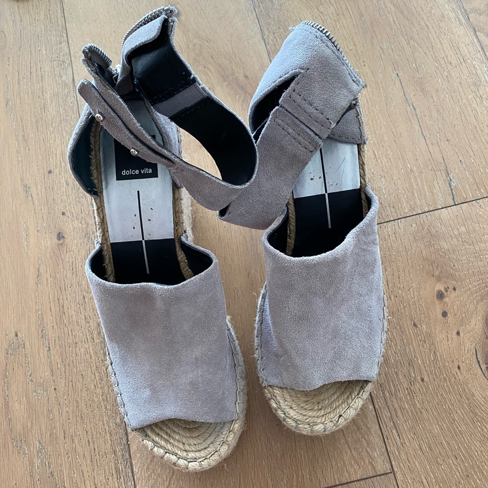 Dolce Vita Gray suede wedges. Worn 4x. Size 9.5. Good condition.